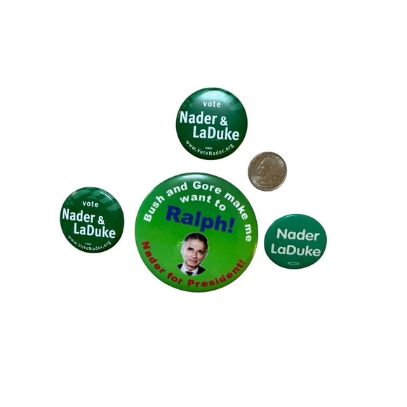Ralph Nader For President Pinback Button Lot Of 4 - Picture 2 of 5
